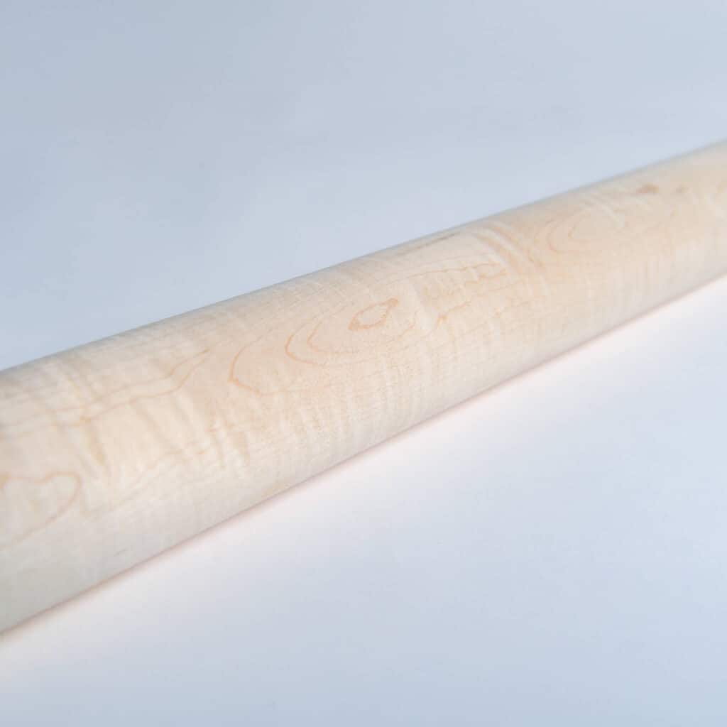 Angled, up close view of a Curly Maple Wood Billet from Great Lakes Billets