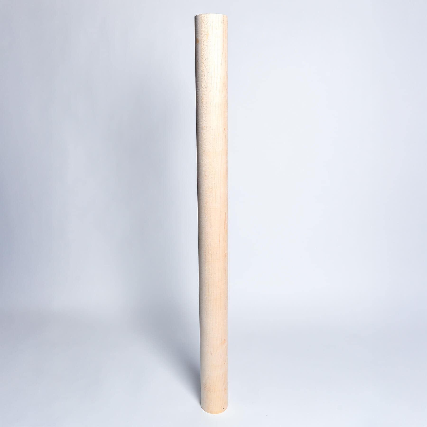 Standing upright, a Dense Maple Wood Bat Blank from Great Lakes Billets