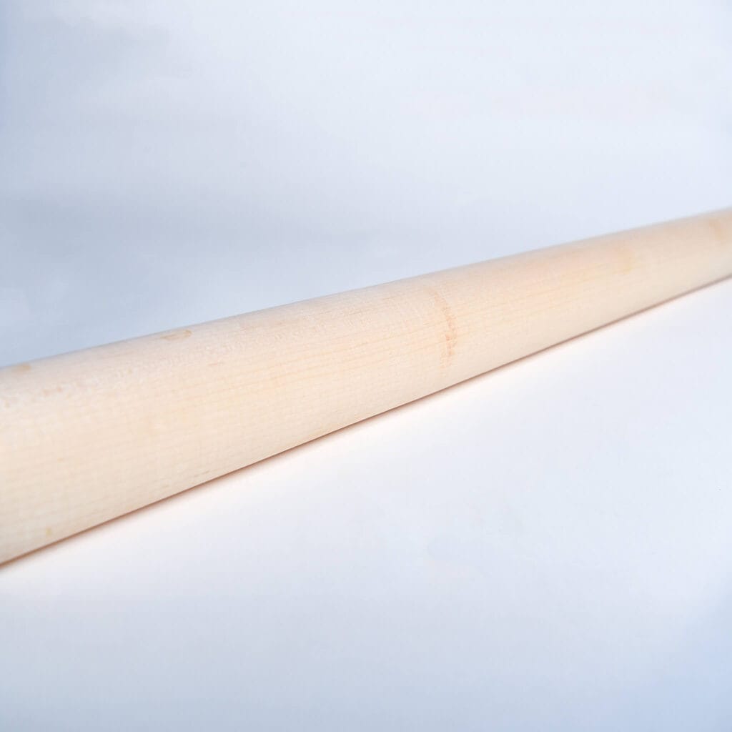 Angled, up close view of a Premium Maple Baseball Bat Blank from Great Lakes Billets